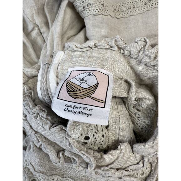 Linennaive Mary 18 Cream White Victorian Prairie Linen Dress XS Cottagecore - Picture 12 of 13